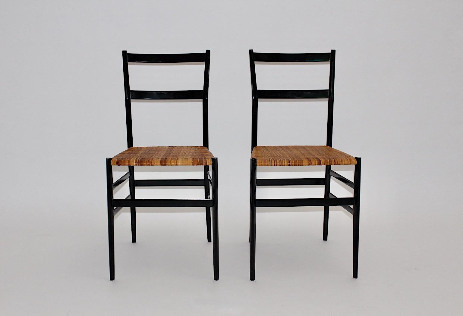 Modernist Vintage Pair Duo Superleggera Chair by Gio Ponti Cassina 1957 Italy For Sale 9