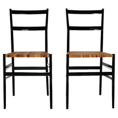 Modernist Vintage Pair Duo Superleggera Chair by Gio Ponti Cassina 1957 Italy