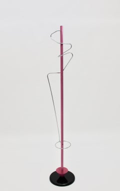 Modernist Vintage Pink and Black Metal Coat Rack, 1980s