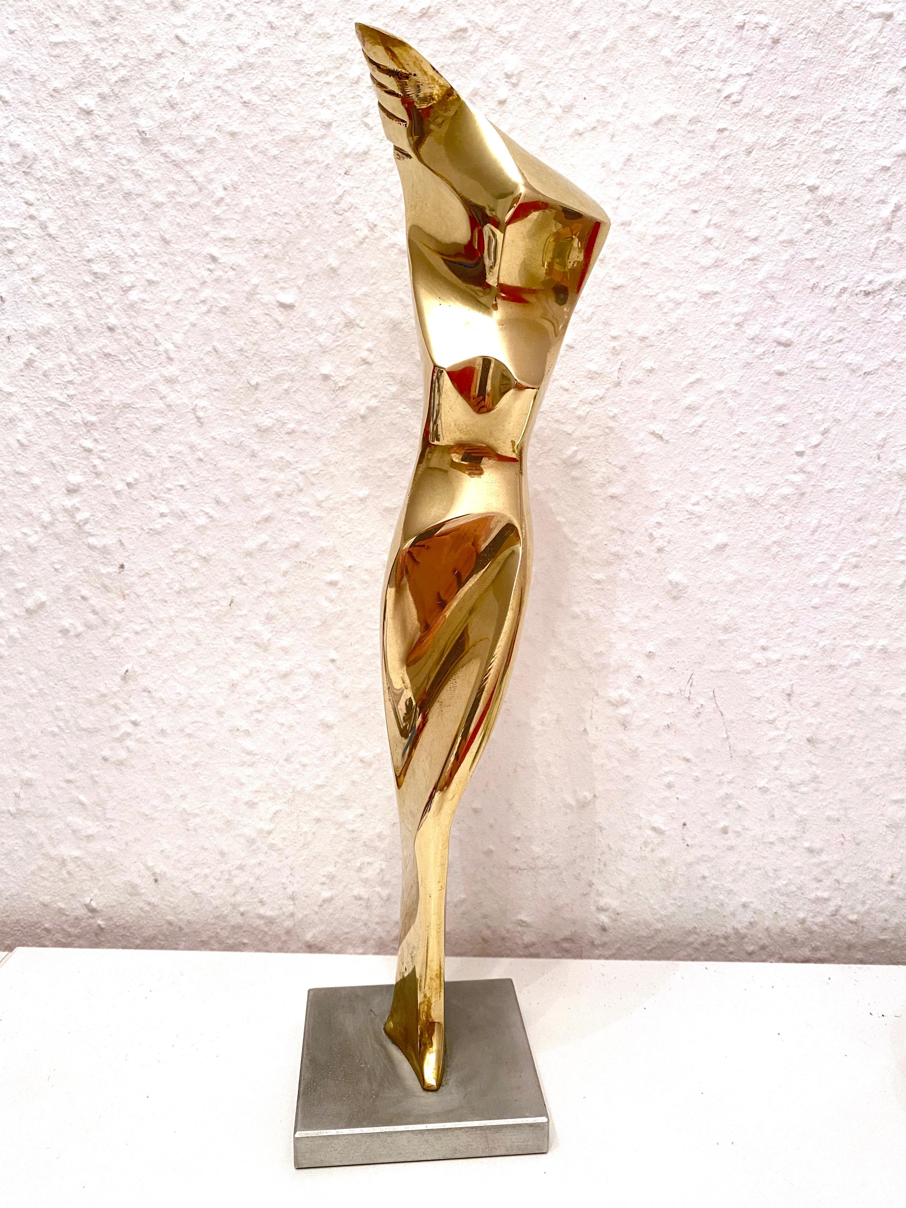A modernist abstract figurative sculpture, made of brass. We believe it can be the Torso of Venus the goddess of love, beauty, desire, fertility and prosperity. It will make a beautiful addition to any room.
