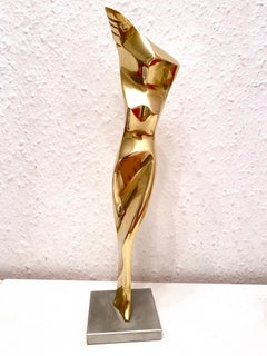 Modernist Vintage Polished Brass Sculpture of Abstract Venus Female Torso