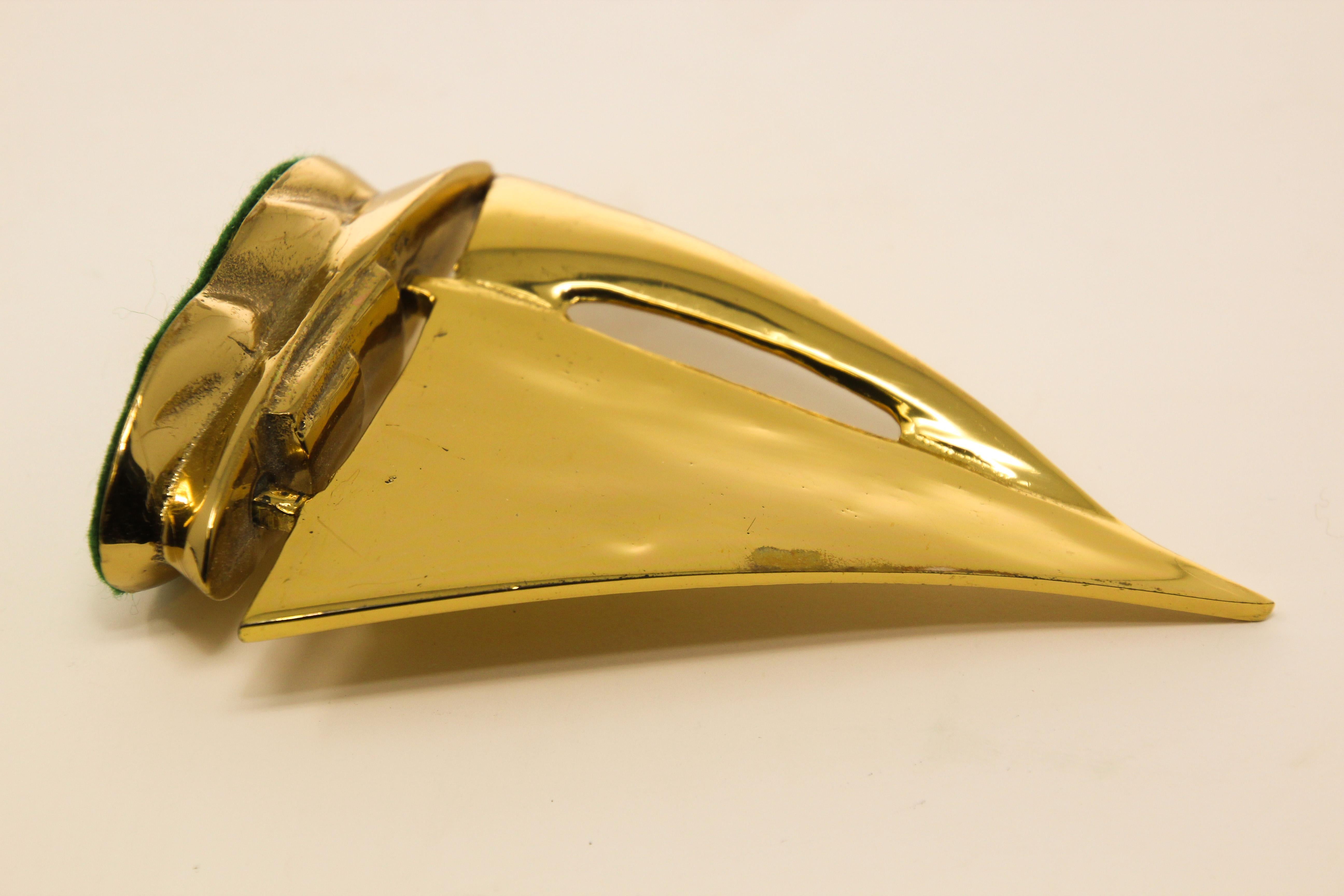 Modernist Vintage Polished Cast Brass Sailboat Paperweight 5