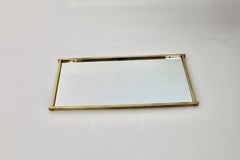 Modernist Vintage Rectangular Brass Wall Mirror Floor Mirror 1970s Italy