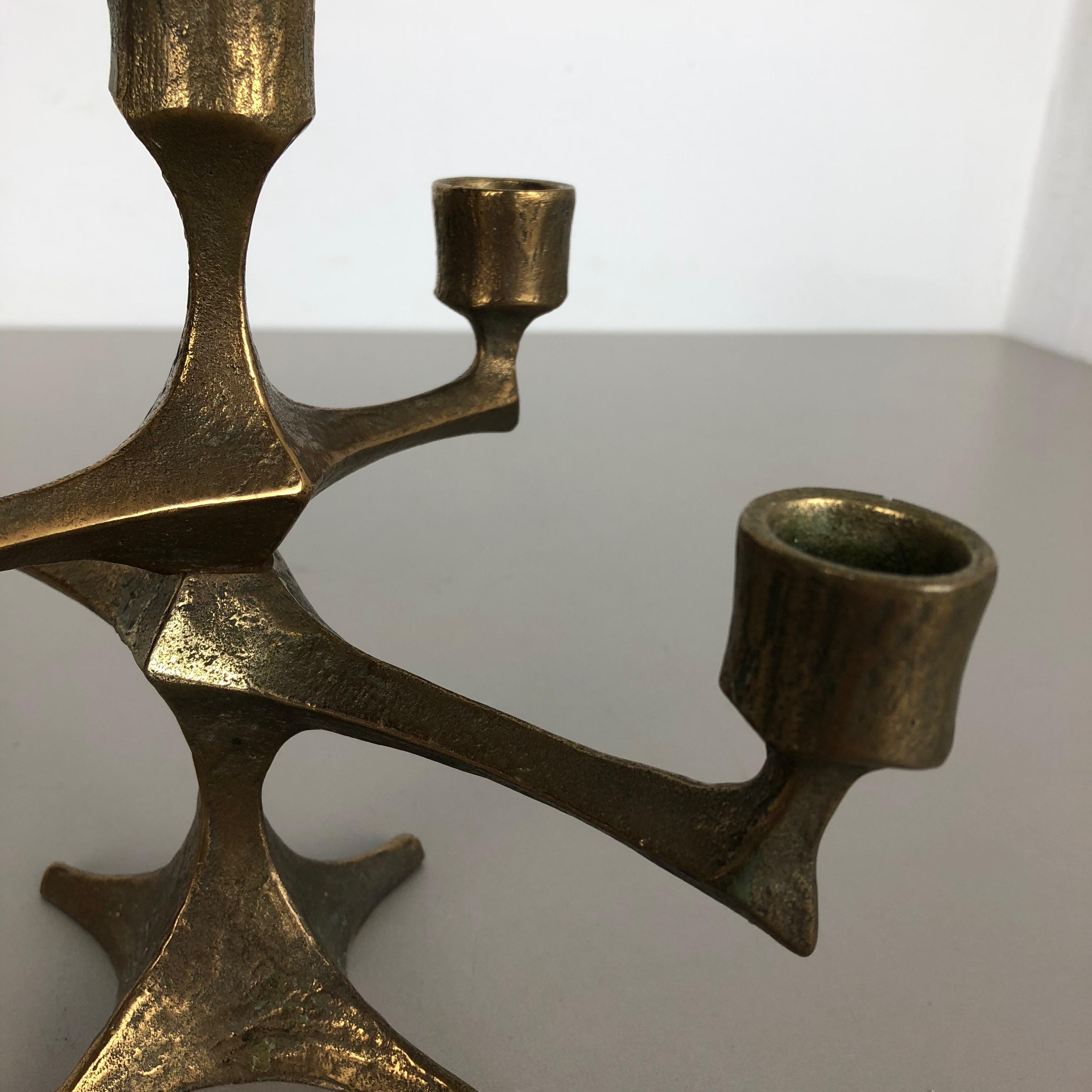 Modernist Vintage Sculptural Brutalist Bronze Metal Candleholder, France, 1970s 4
