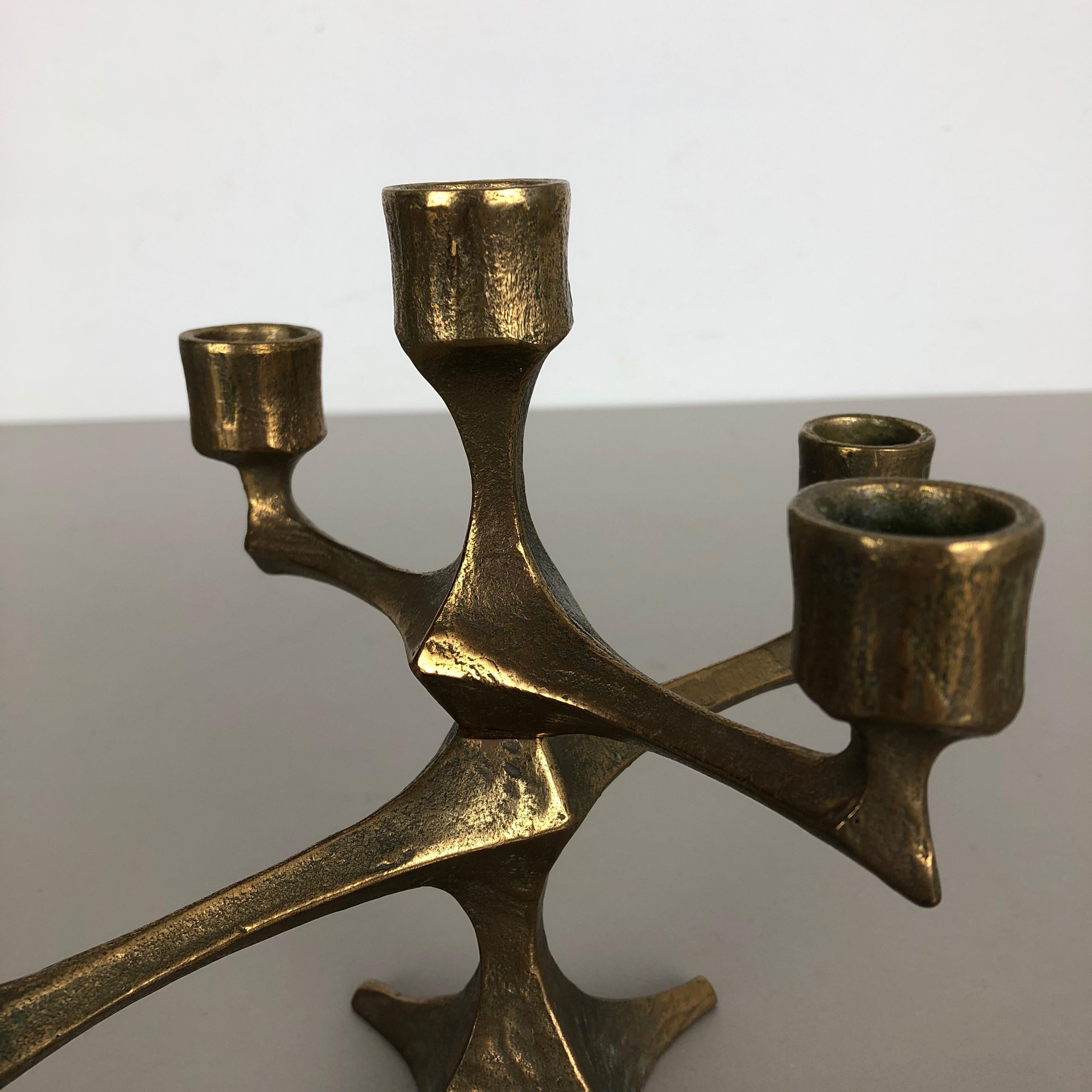 Modernist Vintage Sculptural Brutalist Bronze Metal Candleholder, France, 1970s 5