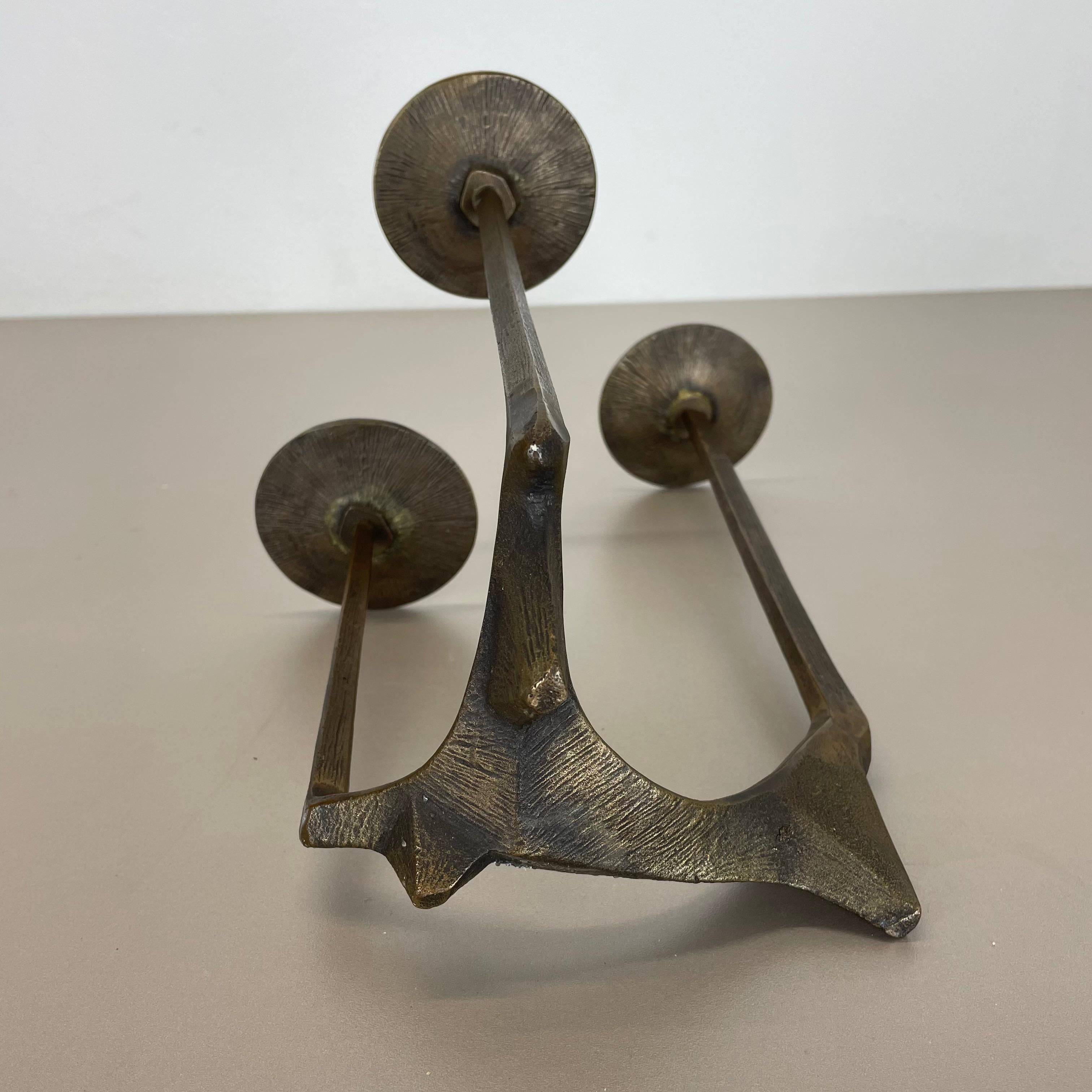 Modernist Vintage Sculptural Brutalist Bronze Metal Candleholder, France, 1970s 11
