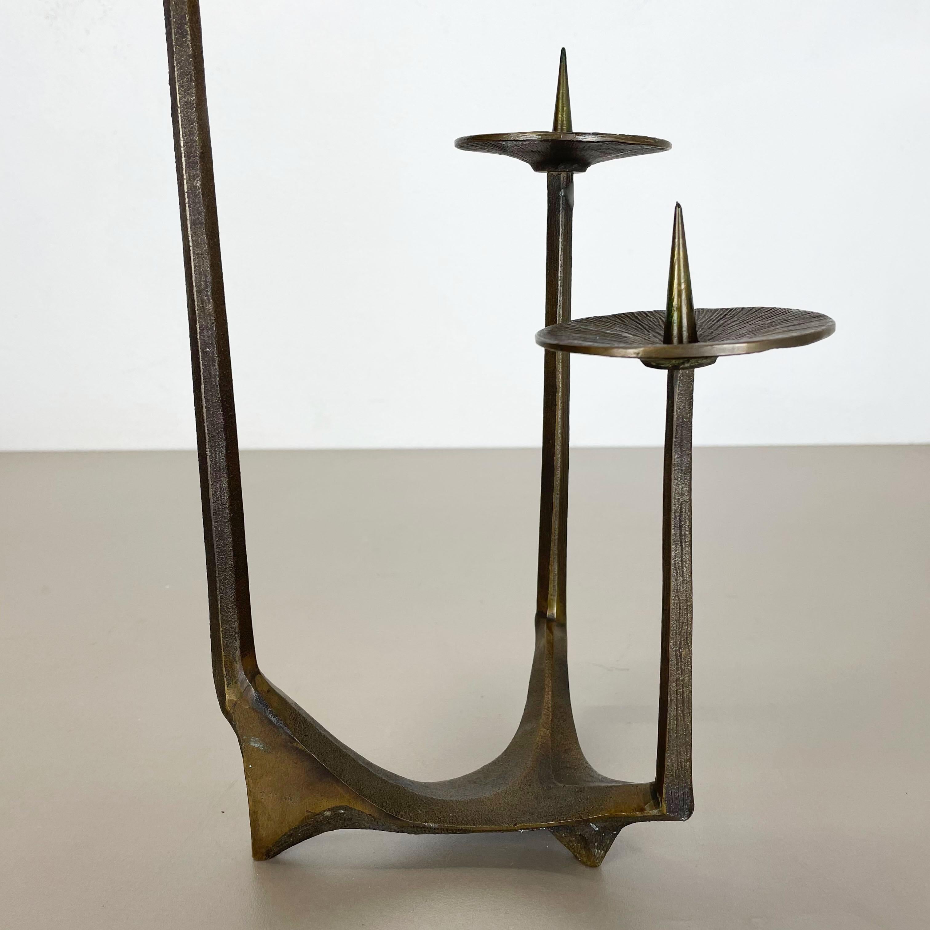20th Century Modernist Vintage Sculptural Brutalist Bronze Metal Candleholder, France, 1970s