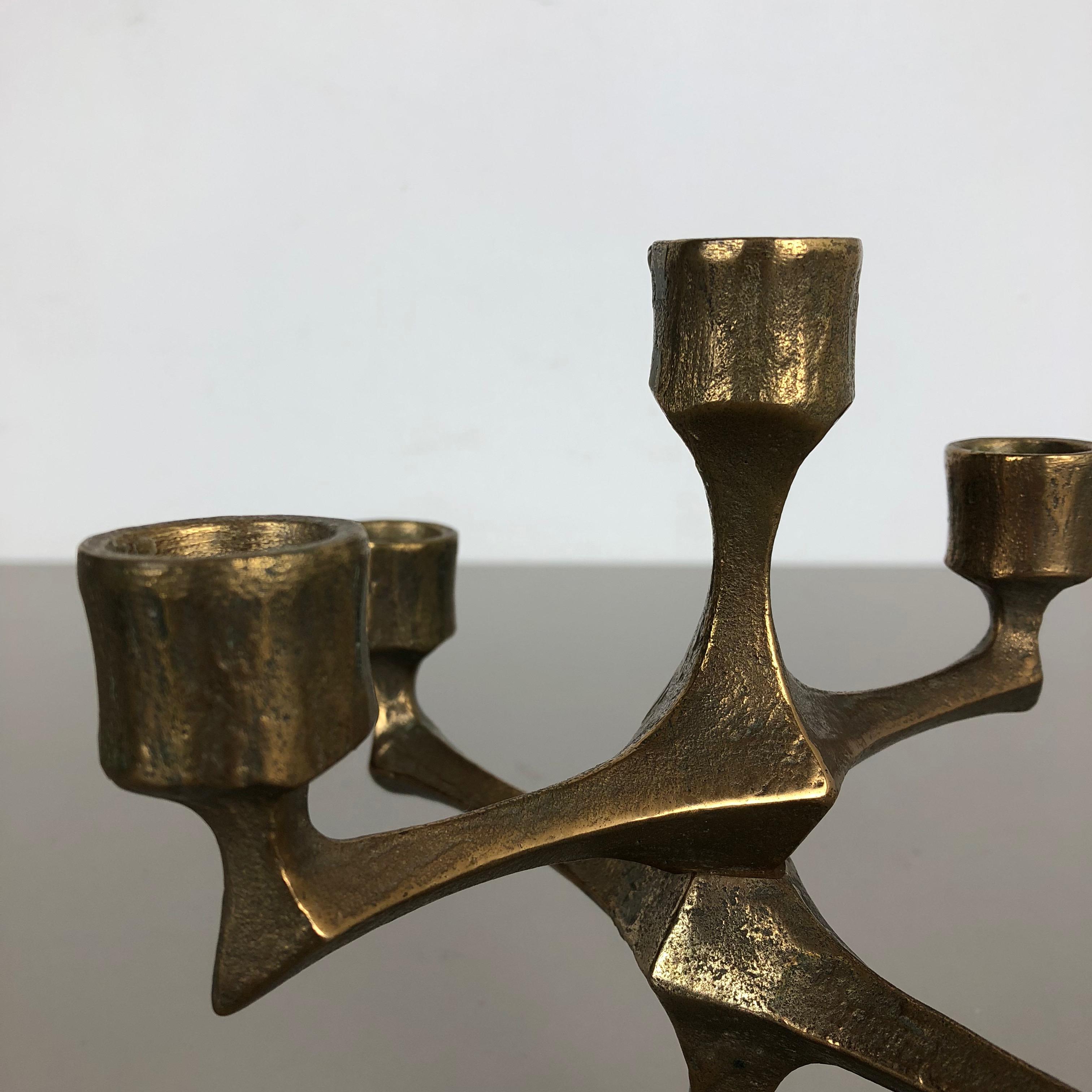 Modernist Vintage Sculptural Brutalist Bronze Metal Candleholder, France, 1970s 2