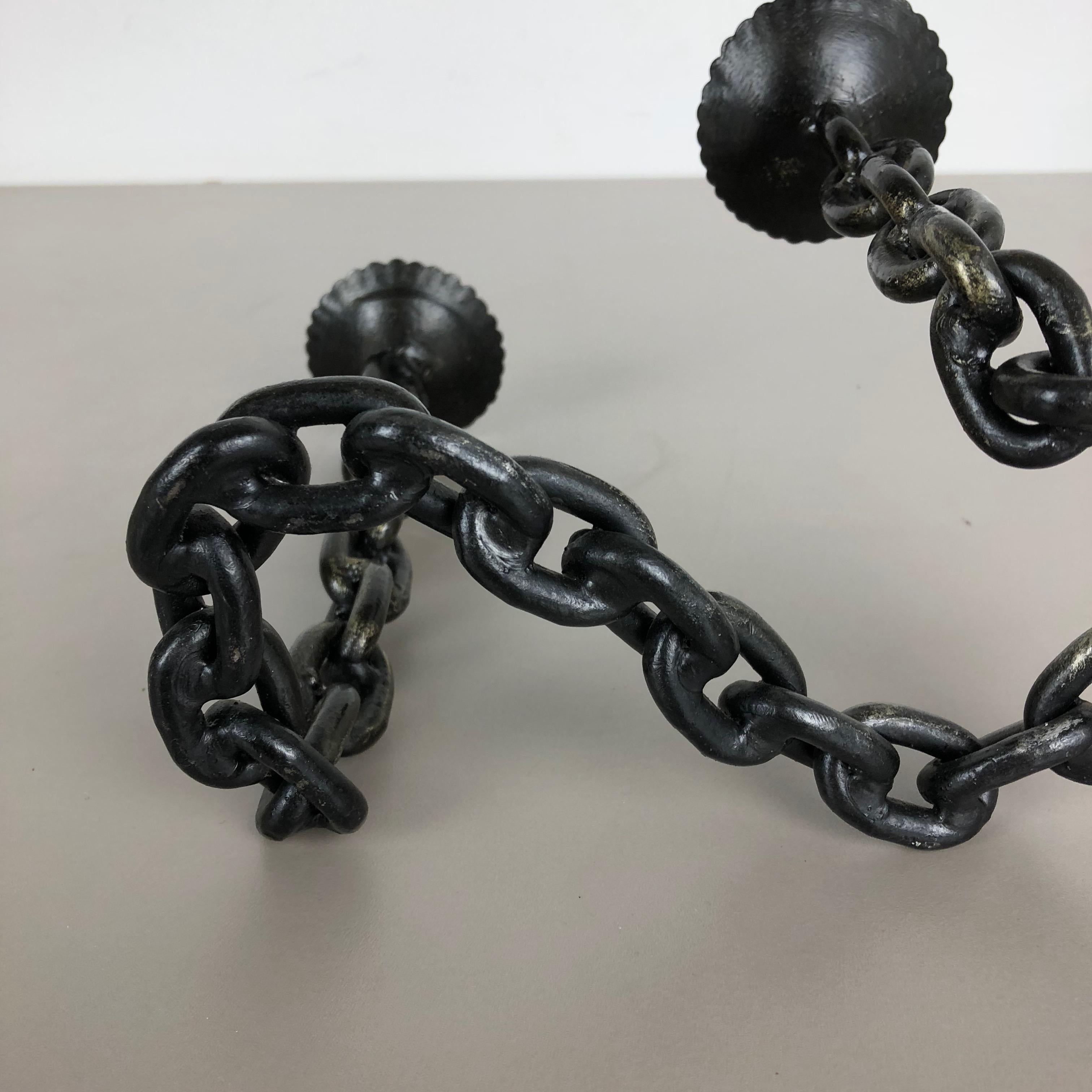 Modernist Vintage Sculptural Brutalist Chain Metal Candleholder, France, 1970s 7
