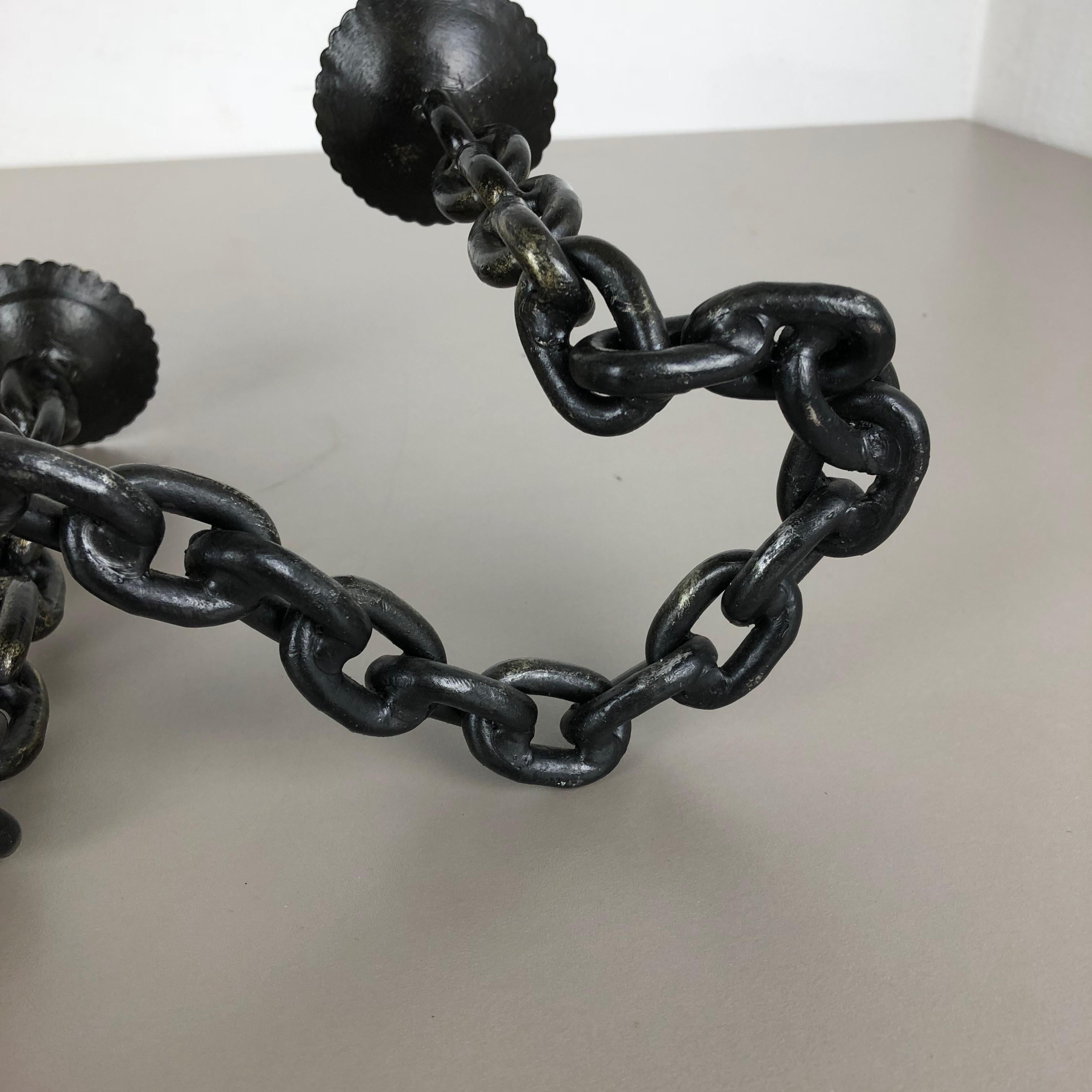 Modernist Vintage Sculptural Brutalist Chain Metal Candleholder, France, 1970s 8