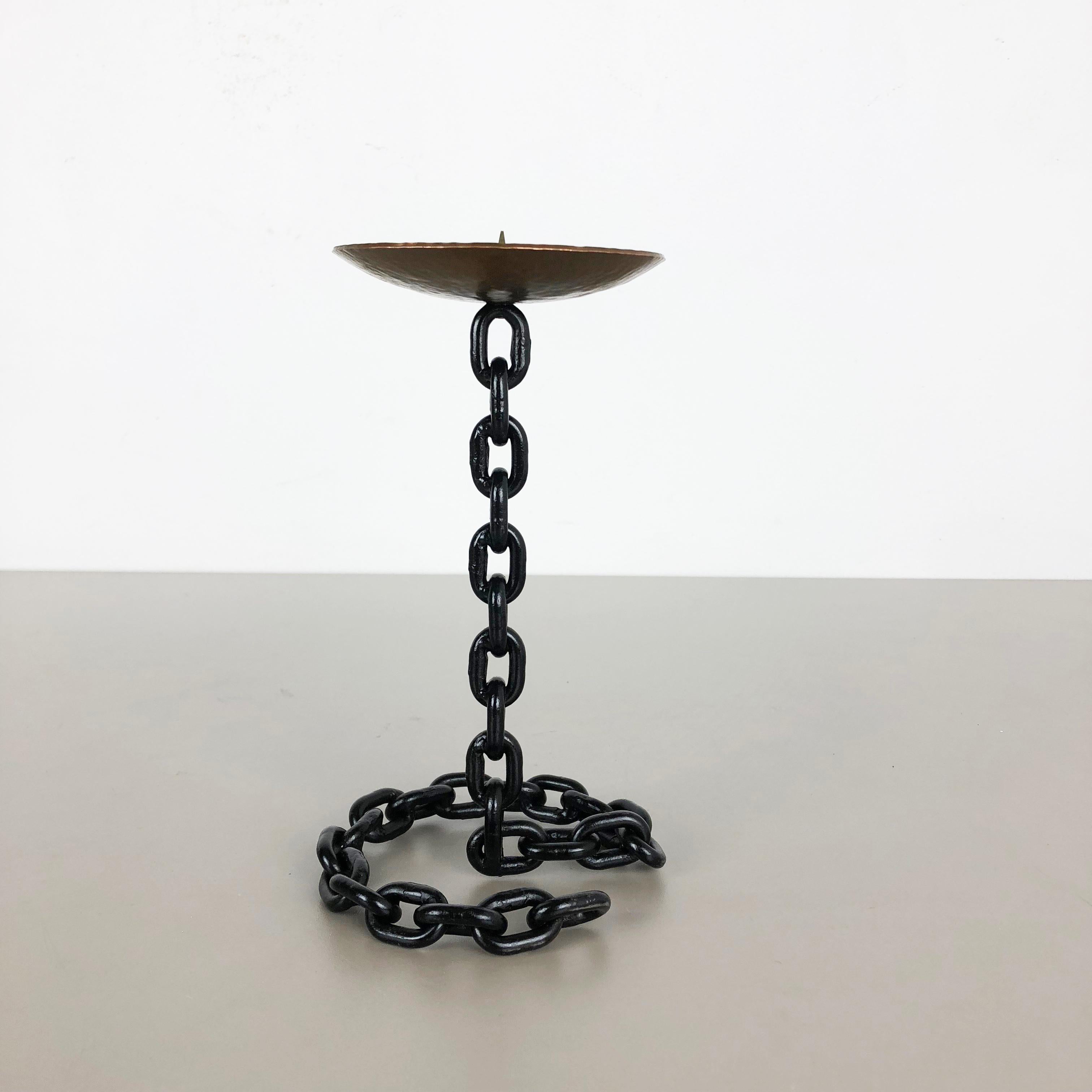 Article:

Brutalist candleholder


Origin:

France


Material:

Solid metal, copper


Decade:

1970s


This original vintage candleholder, was produced in the 1970s in France. It is made of solid metal and has the form of a cast