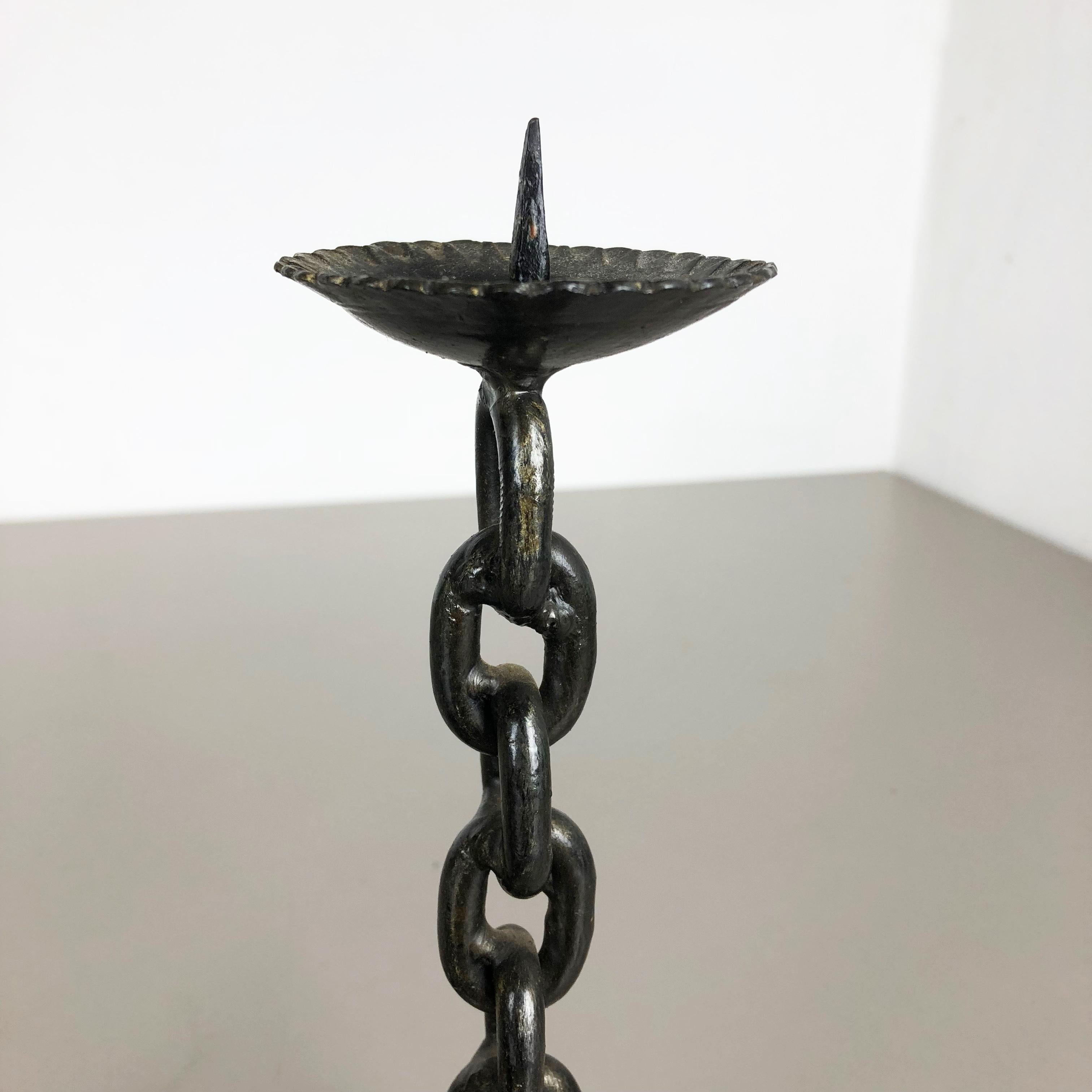 Modernist Vintage Sculptural Brutalist Chain Metal Candleholder, France, 1970s 1