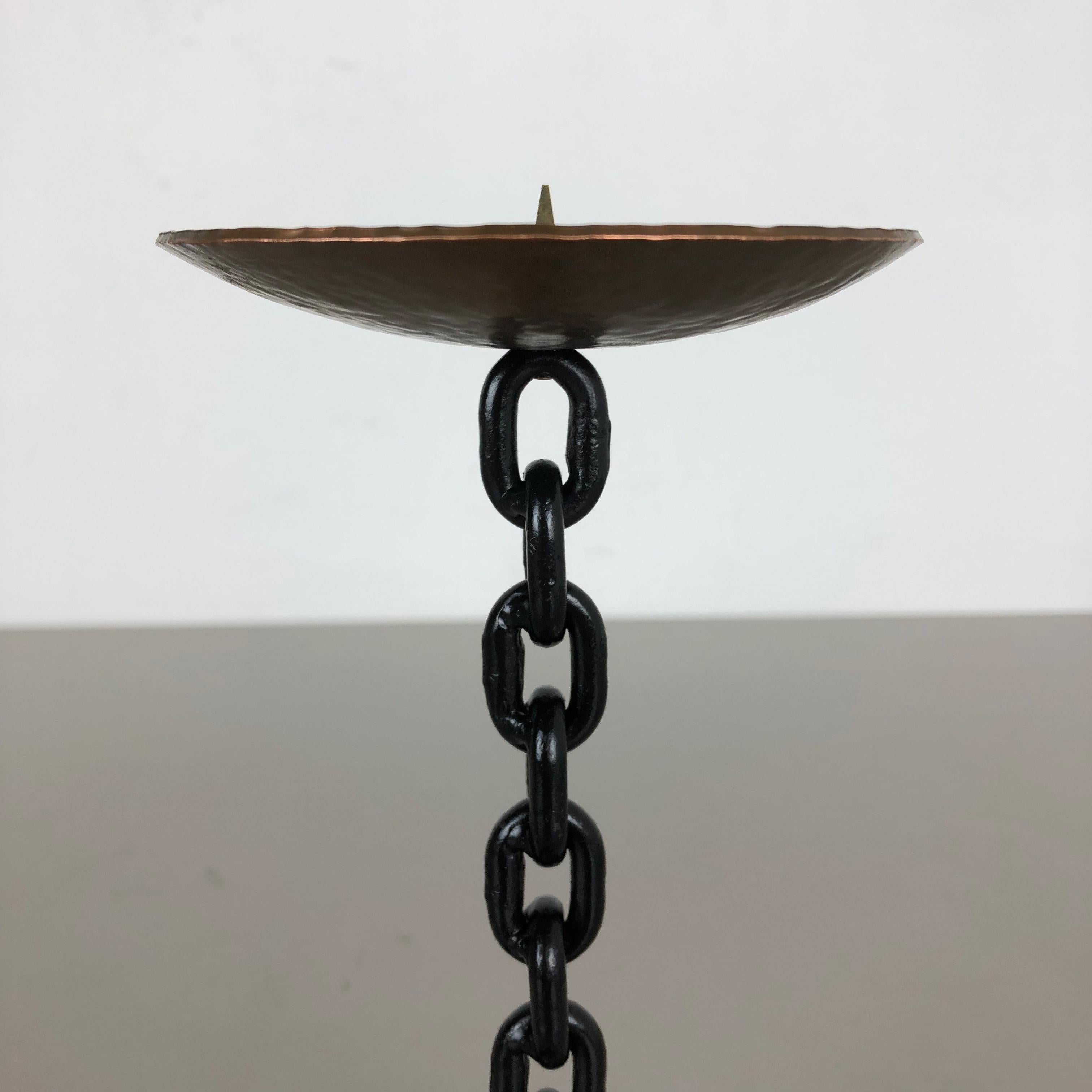 Modernist Vintage Sculptural Brutalist Chain Metal Candleholder, France, 1970s 1