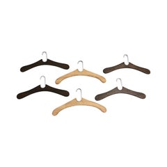 Modernist Retro Set of Six Oak Cloth Hangers, Austria, 1970s