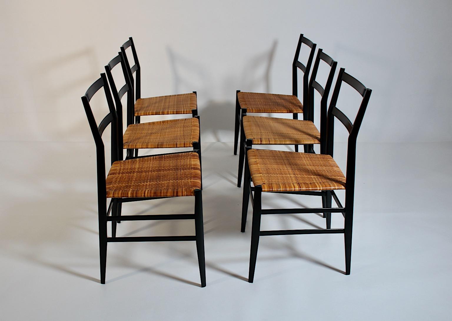 Modernista Vintage Seis sillas Superleggera de Gio Ponti para Cassina 1957 Italia en Bueno estado para la venta en Vienna, AT
