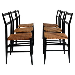 Modernista Vintage Seis sillas Superleggera de Gio Ponti para Cassina 1957 Italia