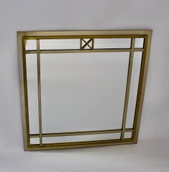 Specchio da parete quadrato d'ottone vintage circa 1970 Italia