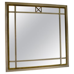 Specchio da parete quadrato d'ottone vintage circa 1970 Italia