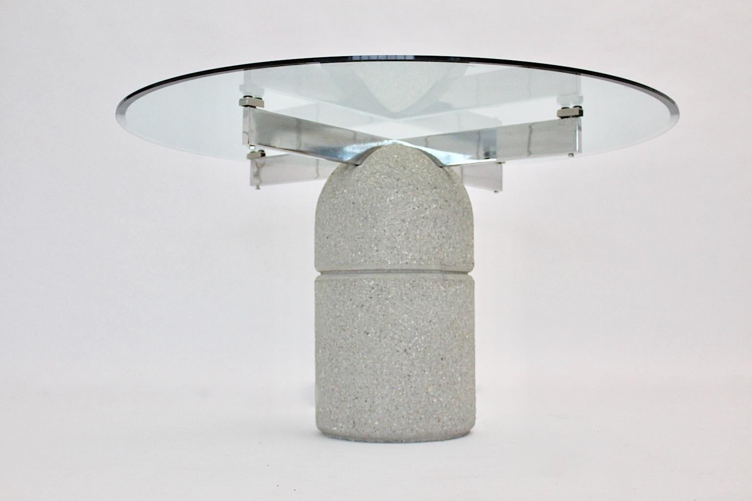 Italian Modernist Vintage Stone Dining Table Giovanni Offredi for Saporiti 1973 Italy For Sale