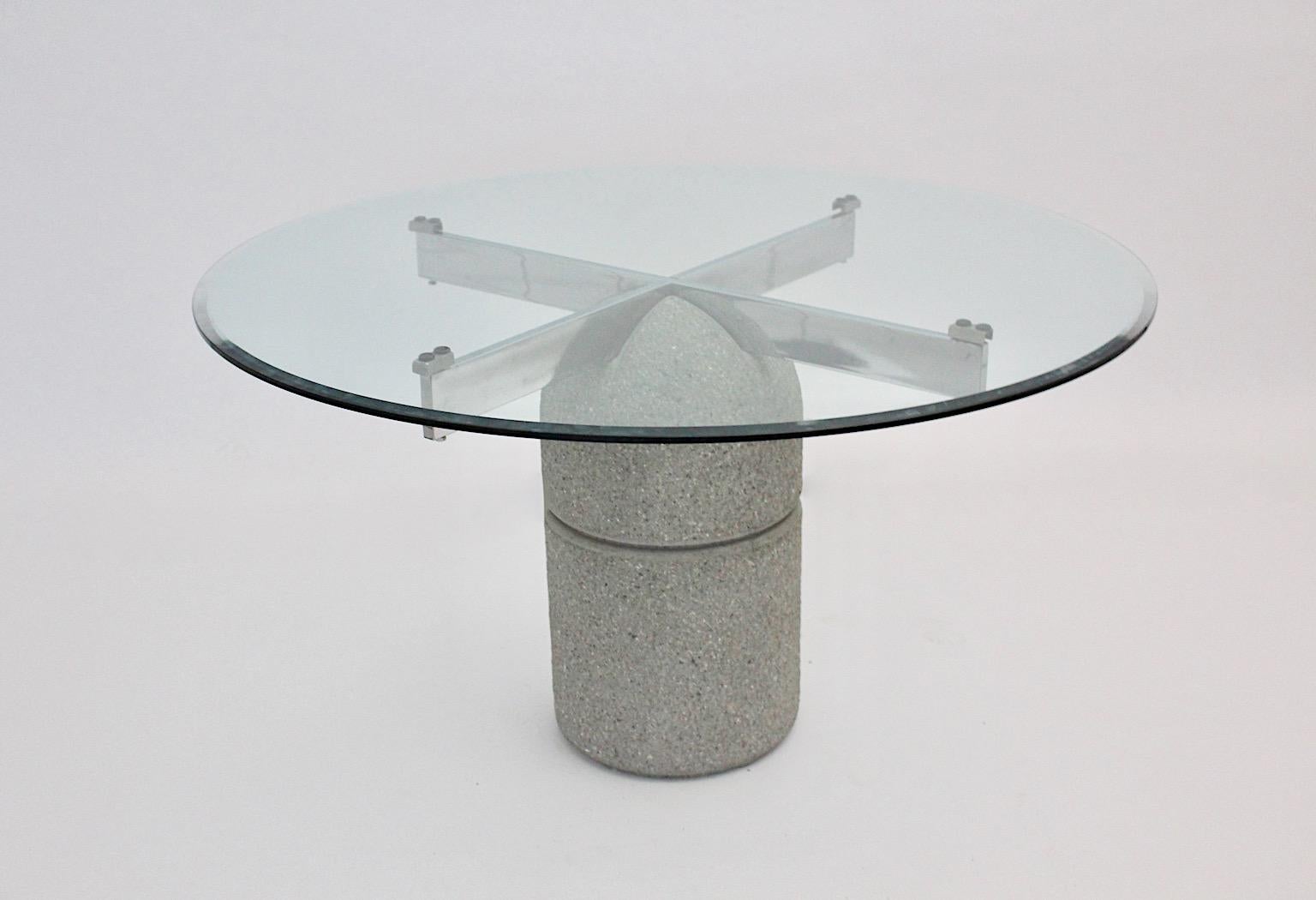 Modernist Vintage Stone Dining Table Giovanni Offredi for Saporiti 1973 Italy In Good Condition For Sale In Vienna, AT