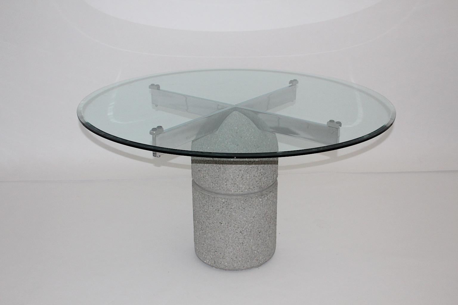 Late 20th Century Modernist Vintage Stone Dining Table Giovanni Offredi for Saporiti 1973 Italy For Sale