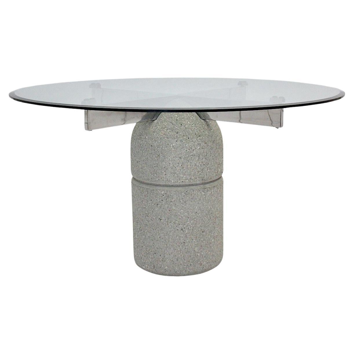 Modernist Vintage Stone Dining Table Giovanni Offredi for Saporiti 1973 Italy