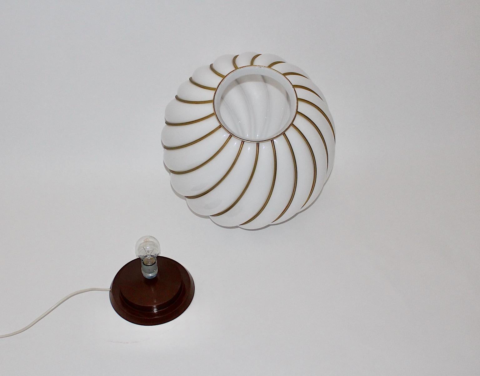 Modernist Vintage White Glass Brass Floor Lamp Table Lamp VeArt Italy 1960s For Sale 4