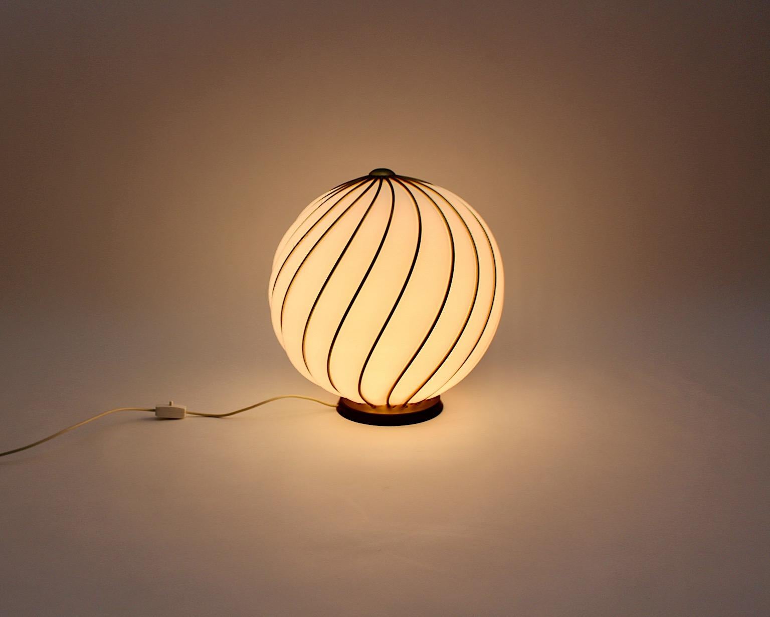 Mid-Century Modern Modernist Vintage White Glass Brass Floor Lamp Table Lamp VeArt Italy 1960s For Sale