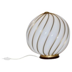 Modernist Vintage White Glass Brass Floor Lamp Table Lamp VeArt Italy 1960s