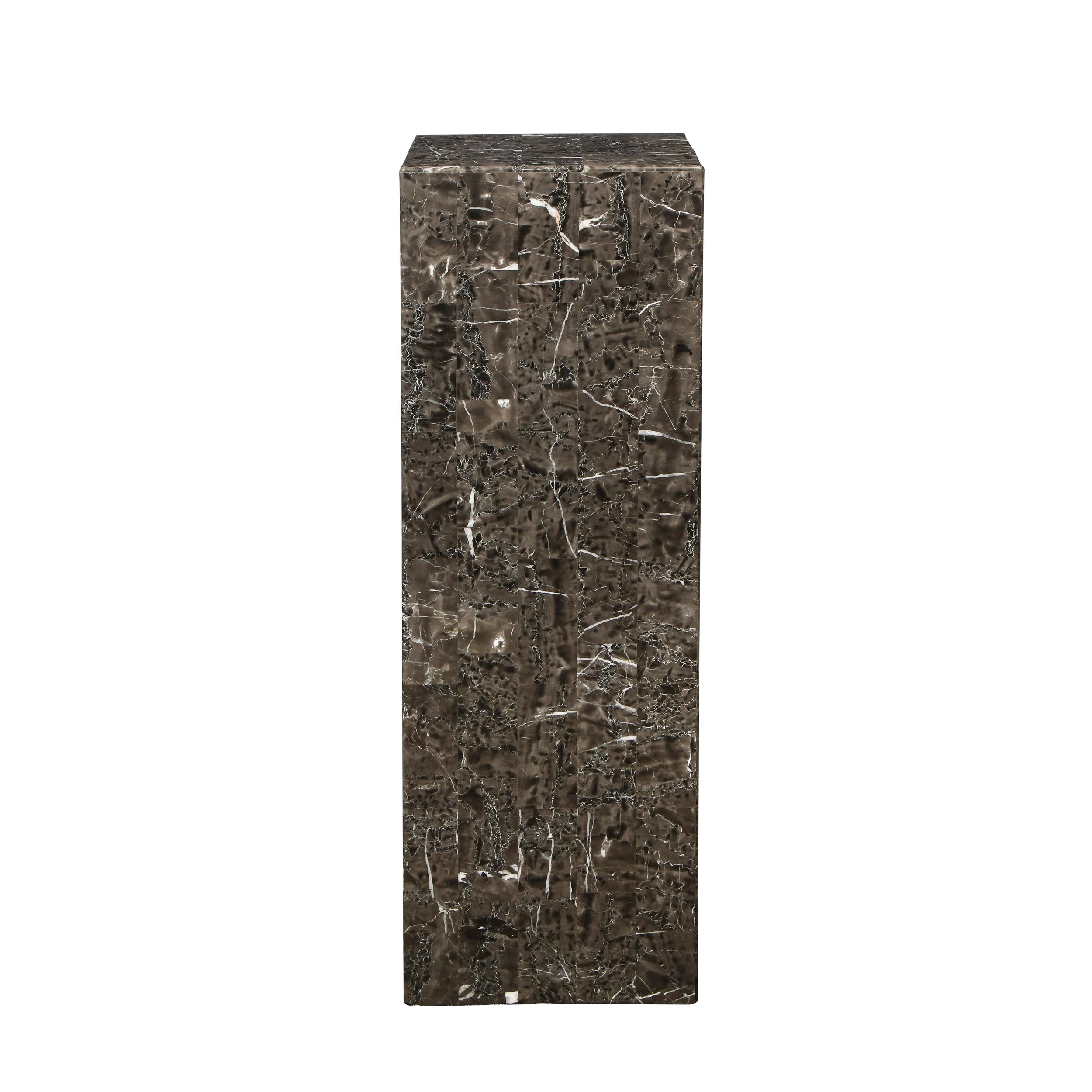 American Modernist Volumetric Rectangular Tessellated Marble Pedestal