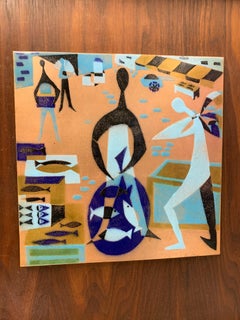 Modernist Wall Decoration Depicting Fish Market