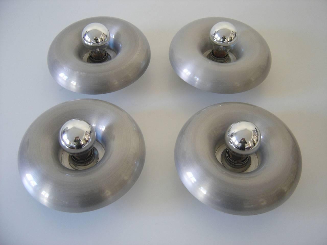 Aluminum Modernist Wall Lamps, Ceiling Fixtures in the Style of Ingo Maurer, Set of Four