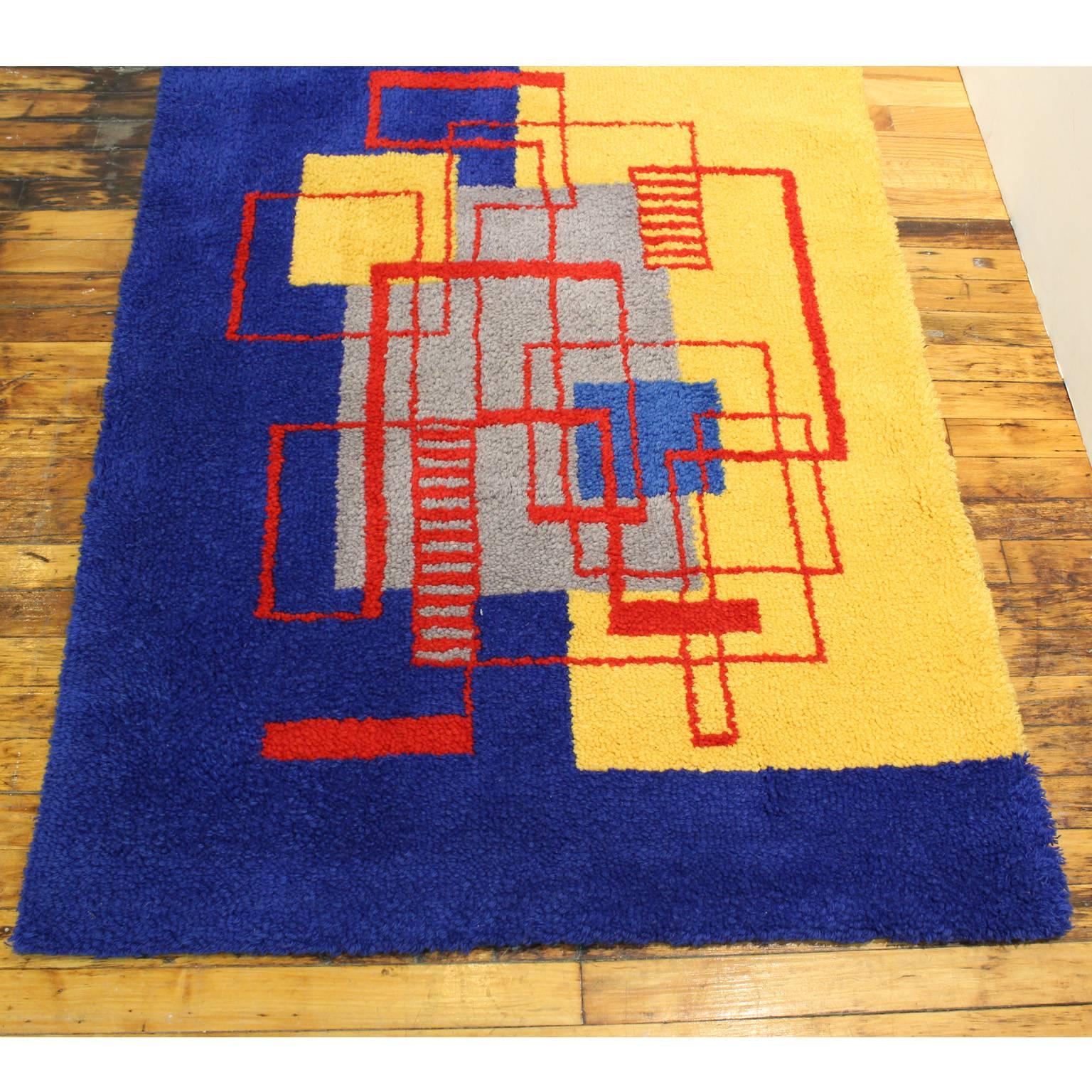 Modernist Wall Rug, Hand-Hooked, after Mallet-Stevens For Sale at ...