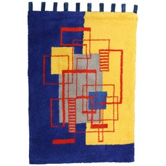 Modernist Wall Rug, Hand-Hooked, after Mallet-Stevens