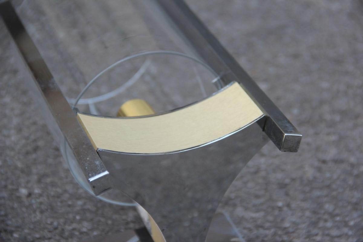 Mid-Century Modern Modernist Wall Sconces Sciolari Design Round Steel Brass Glass Italian Design For Sale
