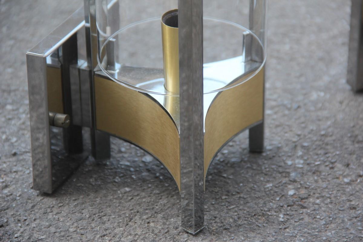 Modernist Wall Sconces Sciolari Design Round Steel Brass Glass Italian Design For Sale 2