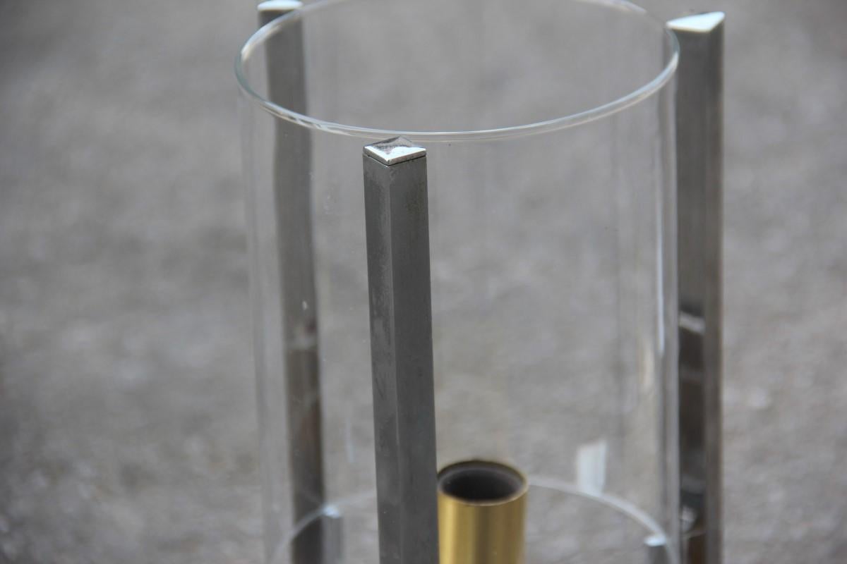 Modernist Wall Sconces Sciolari Design Round Steel Brass Glass Italian Design For Sale 4