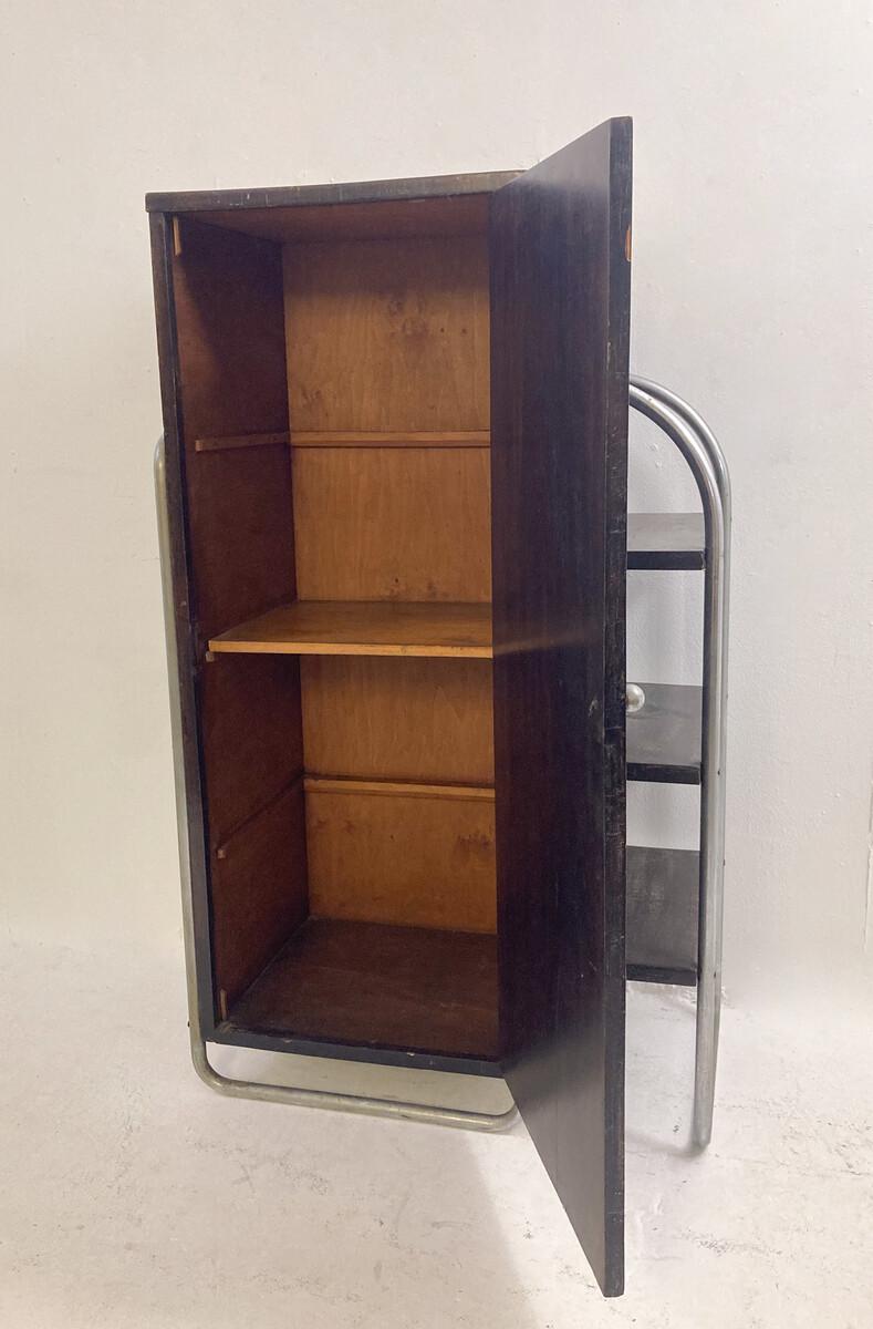 Modernist Wall Unit, Wood and Tubular Metal, 1920s In Fair Condition For Sale In Brussels, BE