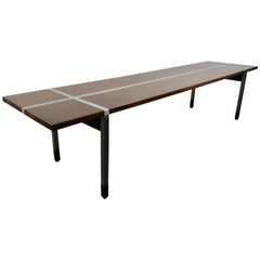 Modernist Walnut and Aluminium Coffee Table or bench by Selig, Denmark