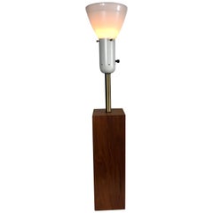 Modernist Walnut and Brass Table Lamp by Walter Von Nessen