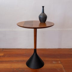 Modernist Walnut and Metal Side Table