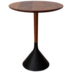 Modernist Walnut and Metal Side Table
