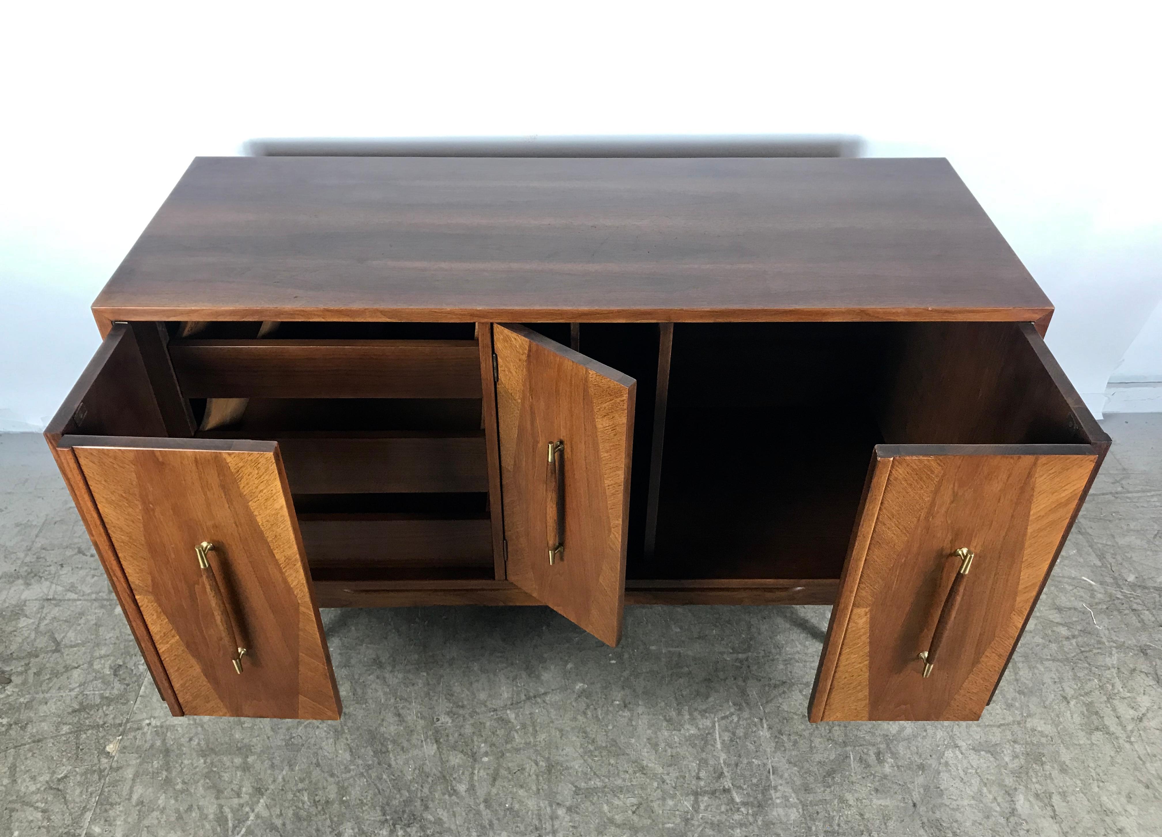 Modernist Walnut Cabinet or Server, Exotic Woods by American of Martinsville In Good Condition In Buffalo, NY