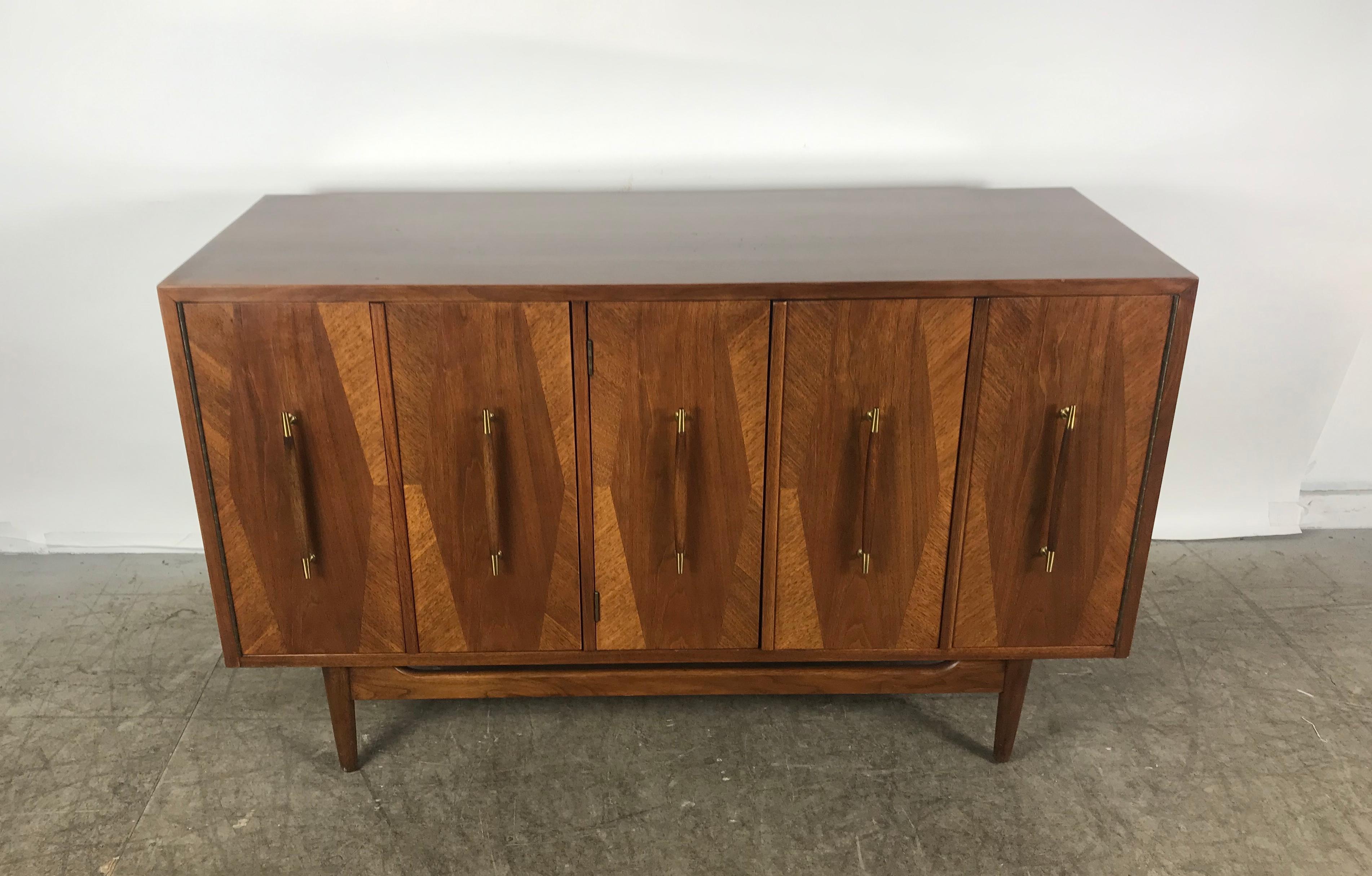 20th Century Modernist Walnut Cabinet or Server, Exotic Woods by American of Martinsville