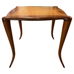 Modernist Walnut Center Table with Turret Corners & Nice Inlay