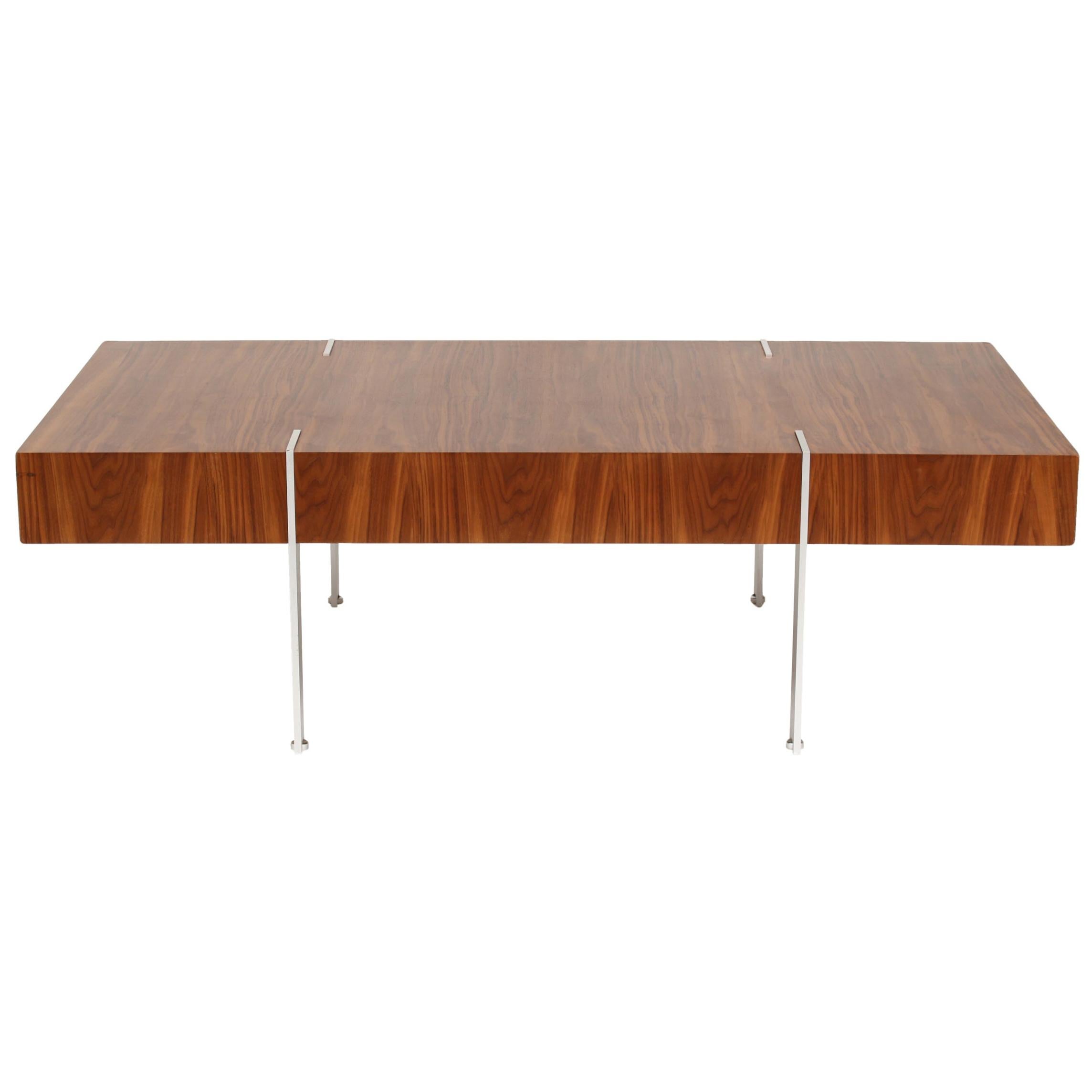 Modernist Walnut Coffee Table, 1980s For Sale