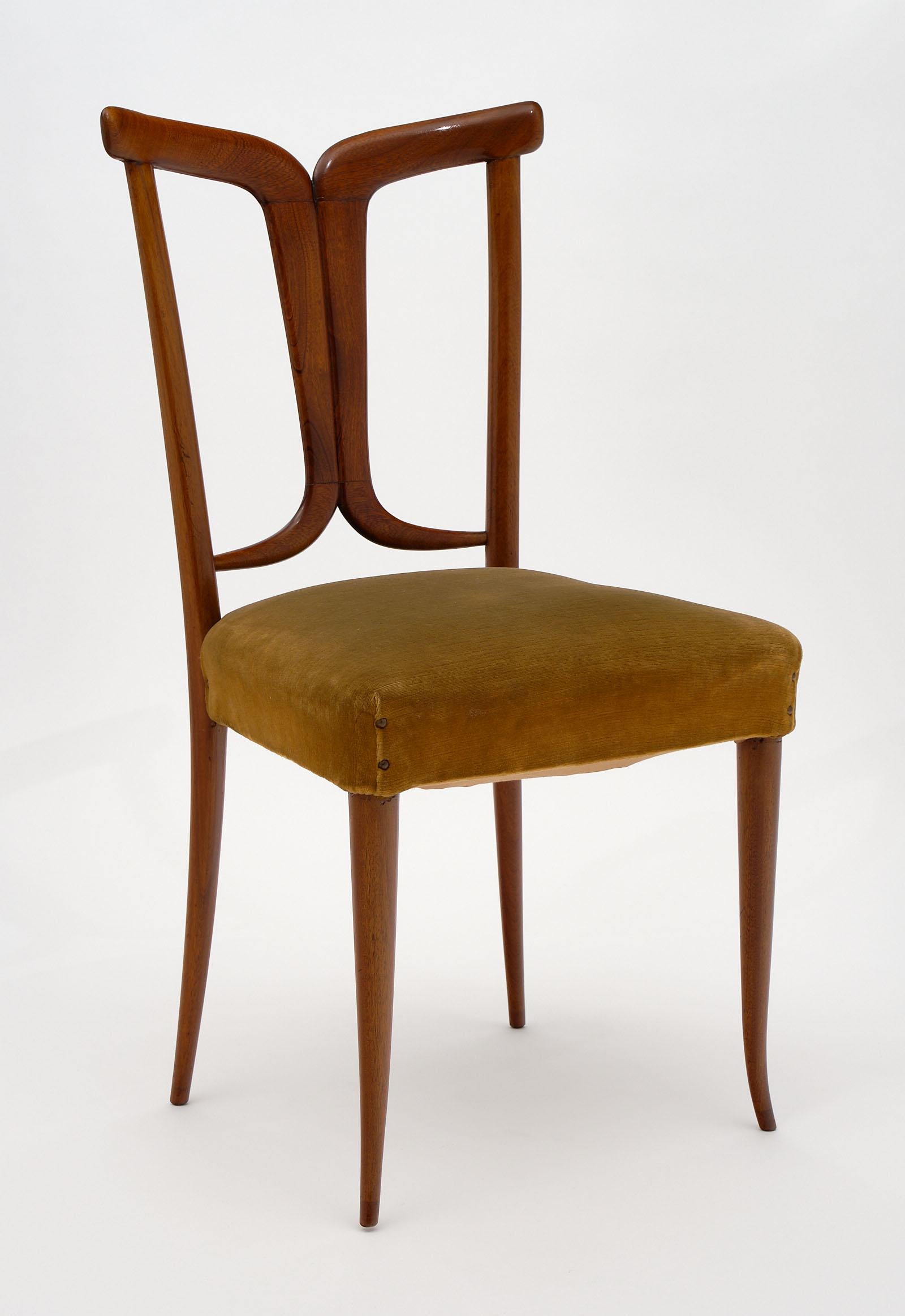 Italian Modernist Walnut Dining Chairs in the Style of Paolo Buffa