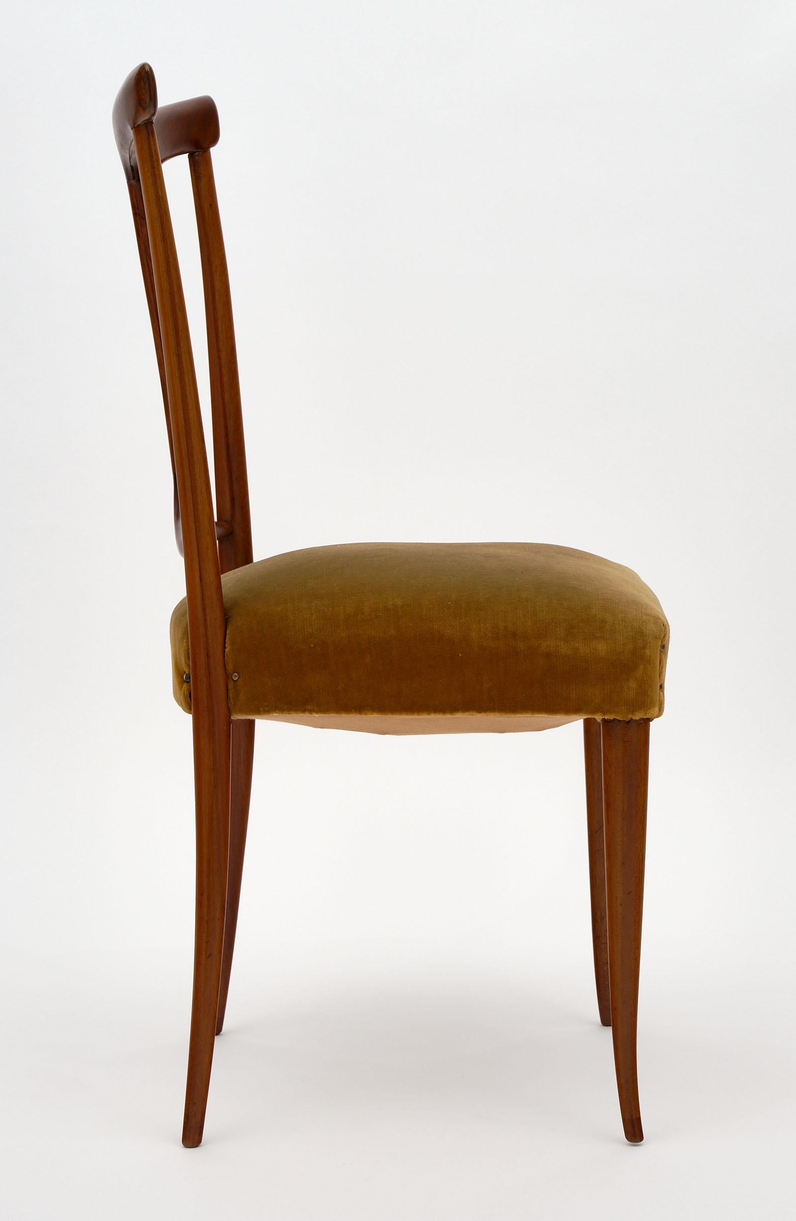 Modernist Walnut Dining Chairs in the Style of Paolo Buffa 1