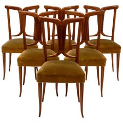 Modernist Walnut Dining Chairs in the Style of Paolo Buffa
