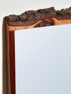 Modernist Walnut Framed Wall Mirror with Live Edge